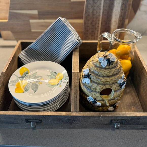 Rustic Wooden Caddy – Farmhouse Organization & Decorative Catch-All - Picture 3 of 15